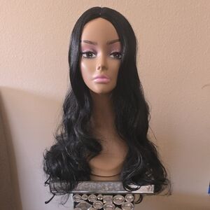 Elegant Black Synthetic 30 Inch Women's Wig